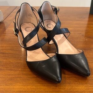 Chic Black Leather Strappy Heels